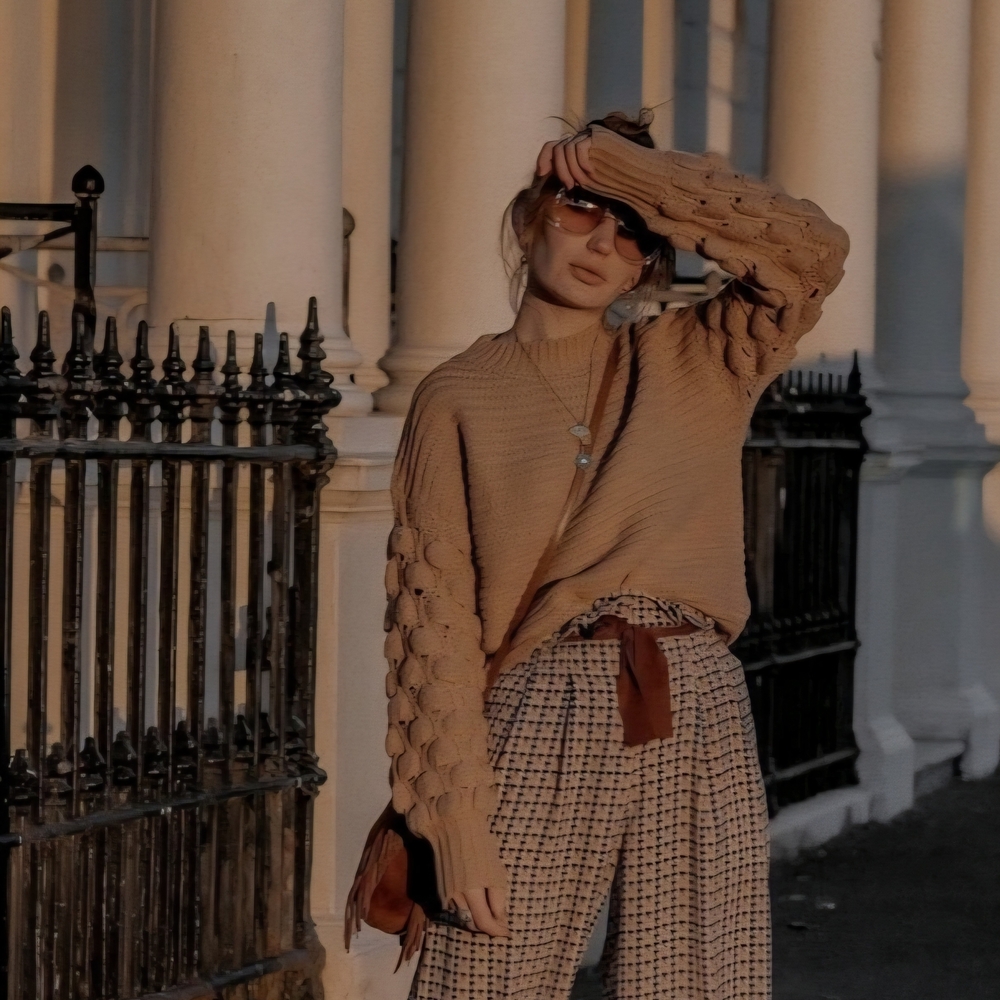 Gabriella James Knit Bobble Sleeve‎ Sweater In Camel Size: M - Picture 2 of 8